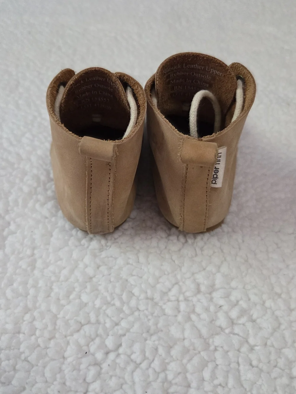 Piper Finn High Top Oxford Kids Shoes Light Brown Tan Leather Boots Hard Sole